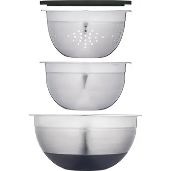 MasterClass Smart Space mísa s víkem 18 cm, cedník 18 cm, mísa 23,5 cm, 4 ks, stříbrná