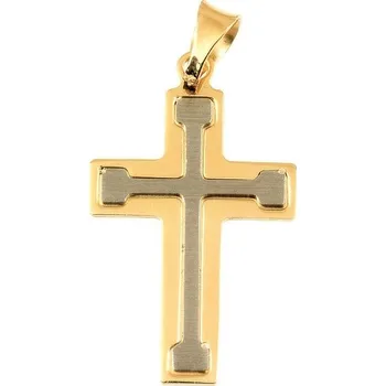 Přívěsek ŠPERKY-NM, Zlatý křížek žluté a bílé zlato 842