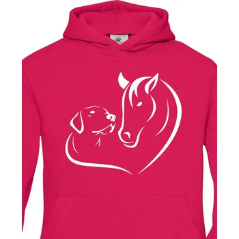 Dívčí mikina Dětská mikina Srdce kůň a pes, Barva Purpurová Bezvatriko.cz 0881