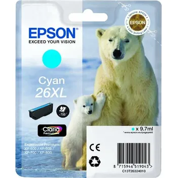 Epson T2632, Typ 26XL Cyan originální cartridge 9,7ml,700s
