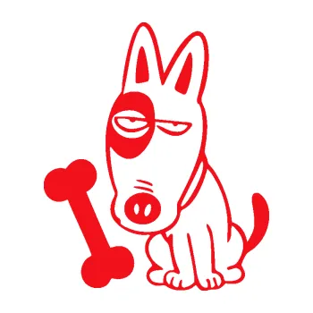 Polep vozidla SAMOLEPKA Pes 179 levá s kostičkou (10 - červená) NA AUTO, NÁLEPKA, FÓLIE, POLEP, TUNING, VLASTNÍ TEXT, TISK, AUTOSAMOLEPKY.cz, POLEPY, OBRÁZEK, LOGO, SAMOLEPKY