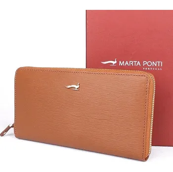 Kabelka Luxusní celozipová kožená peněženka Marta Ponti P002 hnědá
