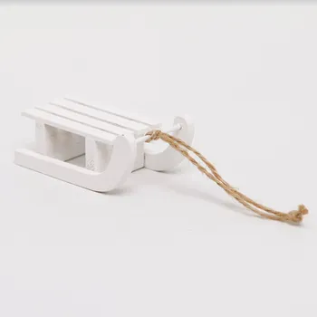 Vánoční dekorace Sáňky dřevo závěs 6,5cm bílé (773934)
