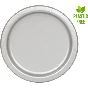 Party nádobí Stříbrné talířky 16 ks, 23 cm