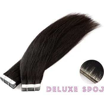 Deluxe neviditelné vlasové PU pásky tape in na prodlužování vlasů 60cm 1B - přírodně černá