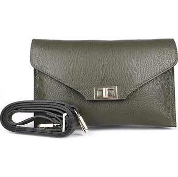 Kabelka Kožené tříoddílové tmavězelené psaníčko či crossbody kabelka 3111