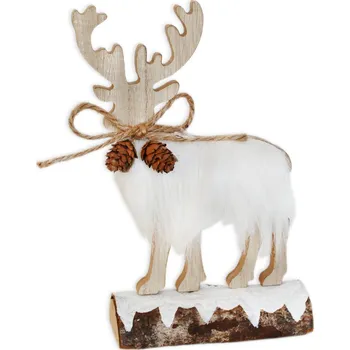 Vánoční dekorace Sob dřevo 20cm natural (548365)