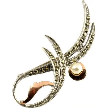 Brož ŠPERKY-NM, Stříbrná brož s perlou 096 portugalské stříbro