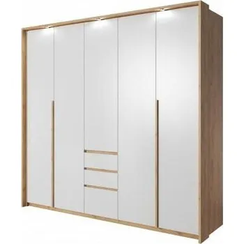 Šatní skříň Xelo 230 cm dub zlatý/bílá
