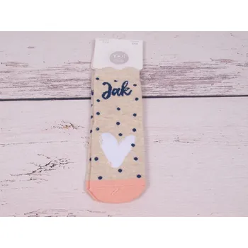 Dívčí oblečení Ponožky YO SKA0108G béžové s puntíky a srdíčkem velikosti ponožek: 14-15 ( EUR vel. 20-22)