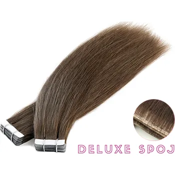 Deluxe neviditelné vlasové PU pásky tape in na prodlužování vlasů 50cm 06 - teplá světle hnědá