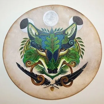 Bubínek Malba na šamanský buben - 50cm - vlk