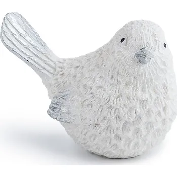 Vánoční dekorace Ptáček polyresin 7cm bílá gliter (KR621-17S797S-3.5)