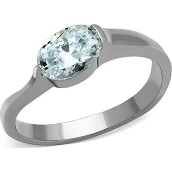 Prsten Šperky4U Ocelový prsten s oválným zirkonem - velikost 57 - AL-0016-57