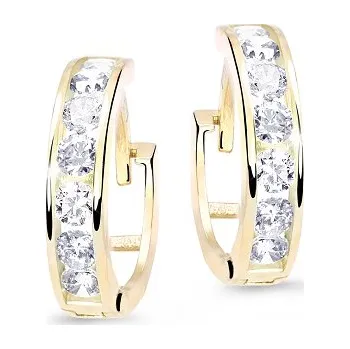 Náušnice ŠPERKY-NM, Zlaté malé kroužky s kamínky 2341 Barva kamene: červená - rubín, Barva zlata: bílá