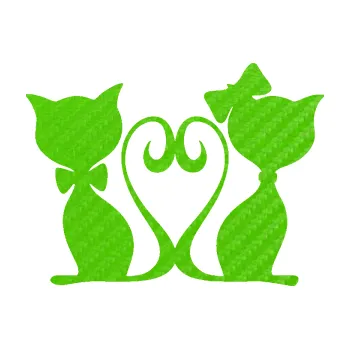 Samolepící dekorace SAMOLEPKA Kočky love 002 levá spletené ocásky (58 - 3D karbon zelený kawasaki) NA AUTO, NÁLEPKA, FÓLIE, POLEP, TUNING, VLASTNÍ TEXT, TISK, AUTOSAMOLEPKY.cz, POLEPY, OBRÁZEK, LOGO, SAMOLEPKY