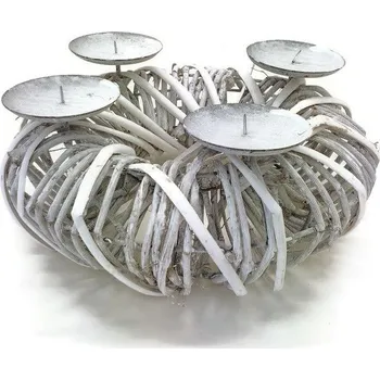 Věnec Proutěný adventní věnec s bodci - bílá 28 cm