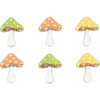 Velikonoční dekorace Hříbky dřevěné s lepíkem 3,5 cm, 6 ks