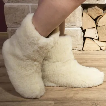 Oblečení a móda Ovčí Věci Barefoot TV bačkory z ovčí vlny merino přírodní, Velikost EU 35 - 36