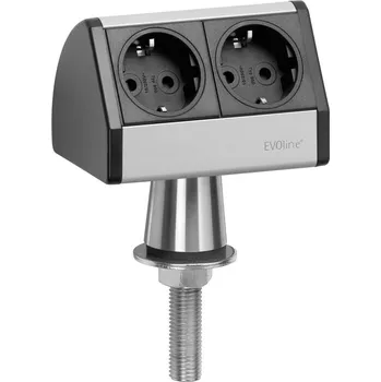 EVOline 93022055 Zásuvková lišta 2násobný černá, stříbrná Bez konektoru 1 ks