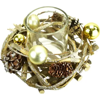 Vánoční svícen Svícen zlatý 10x16 cm