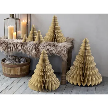Vánoční stromek Jantarový papírový dekorační skládací stromek - Ø 41*50cm