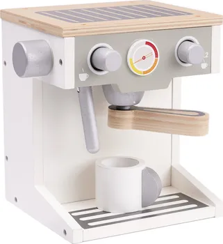 Dřevěná hračka KiK KX6283 dřevěný kávovar s hrnkem bílý/šedý