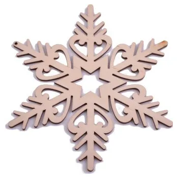 Vánoce EU Dřevěná vločka 15cm