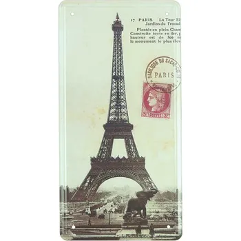 Plechová cedule Plechová cedule Paris Eiffelova věž 16x31cm (Retro tabule PARIS)