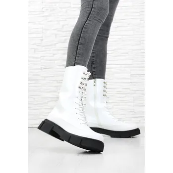 Dámské kozačky Cathay moda Bílé boty se šněrováním 0305-2WH Velikost: 36