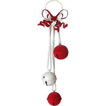 Vánoční dekorace Dekorace závěsná - Rolnička červeno / stříbrná 60 cm, 1ks