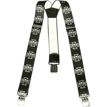 Kšandy Šle na kalhoty Cross Death (pánské a dámské šle s lebkami v kříži)