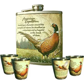 Placatka Placatka se 4 panáky bažant (likérka jako dárek pro muže myslivce)