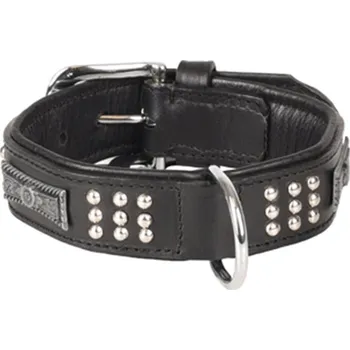 Obojek pro psa Obojek FLAMINGO Sedona kožený se cvočky černý 3,7x51-60cm