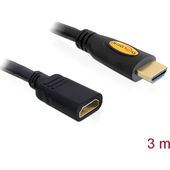 vypínač a zásuvka Delock HDMI prodlužovací kabel Zástrčka HDMI-A, Zásuvka HDMI-A 3.00 m černá 83081 4K UHD, pozlacené kontakty HDMI kabel
