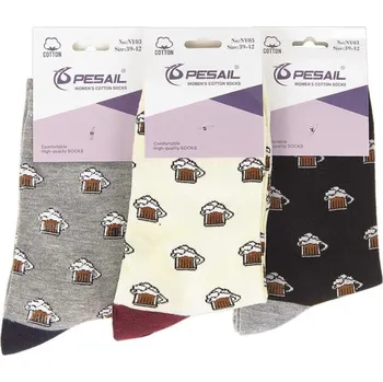 Dámské ponožky Dámské ponožky PIVO 3 páry (Veselé ponožky pro ženy Pivo 3ks Pesail NY03 balení = 3 páry)