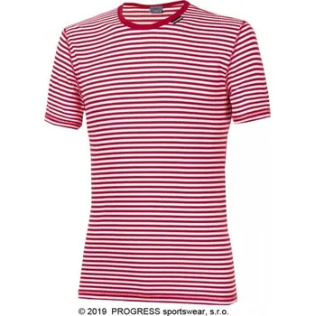 Pánské tričko Triko krátké pánské Progress MLs NKR proužek, červené Velikost: XL