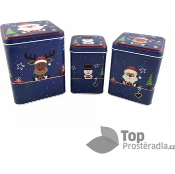 Dóza na potraviny Sada kovových krabiček 3ks - Santa Klaus