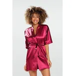 DKaren Saténový dámský župan 90 vínový Velikost: XL