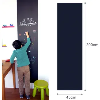 Černá omyvatelná nalepovací tabule 45x200cm, 5 barevných kříd