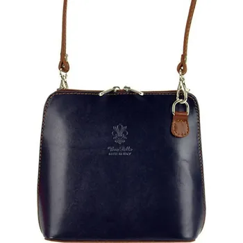 Kabelka Kožená malá dámská crossbody kabelka tmavě modrá-hnědá