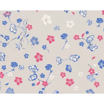 Tapeta Vliesová tapeta květy, šedá, modrá, růžová 389073 / Tapety na zeď 38907-3 House of Turnowsky (0,53 x 10,05 m) A.S.Création