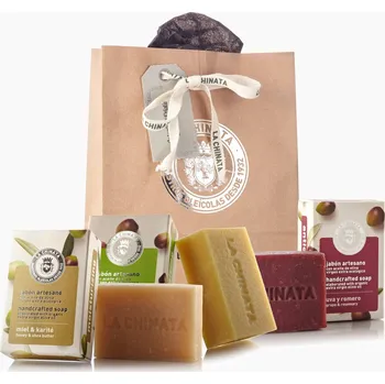 Dárkový potravinový koš LA CHINATA Dárkové Balení Řemeslně Připravovaná Mýdla, Hrozny-rozmarýn, Ženšen-limetka A Med-karité