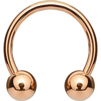 Piercing Piercing podkova, barva růžové zlato, tl. 1,6 mm (1,6 x 11 mm, kuličky 4 mm)