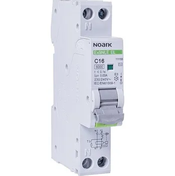 Elektroinstalační materiál Noark 111155 Ex9NLE EL 1PN C16 30mA Jednomodulový Elektronický proud. chránič s nadpr. ochr., Icn=6kA, 1+Npól, char. C, In=16A, I?n=30mA, typ AC (Ex9NLE EL 1PN C16 30mA)