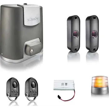 Pohon brány Somfy Elixo 500 3S M io KS, magnetické koncové spínače, pohon pro posuvné a samonosné brány,2x dálkový ovladač, sada fotozávor, maják, anténa záložní zdroj Barva: šedočerná