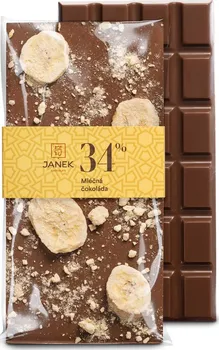 Čokoláda Čokoládovna Janek Mléčná čokoláda s lyofilizovaným banánem 34 % 90 g