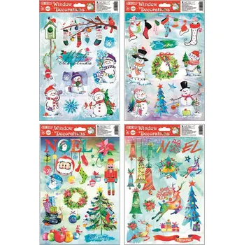 Dárková taška Okenní fólie s glitrem barevné Vánoce 30x20 cm