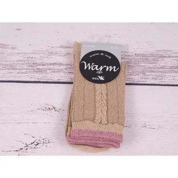 Dámské ponožky CNB BERLIN Teplejší ponožky DE 37744 béžové s copánkovým vzorem velikosti ponožek: 23-25 (EUR vel. 35-38)