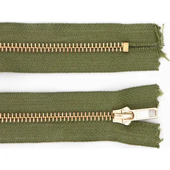 Zip Pro Háčkování Kovový zip nedělitelný 6 cm, Ø 6 mm myslivecky zelený